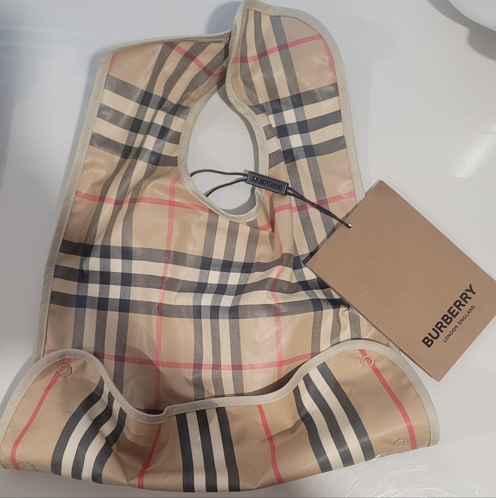 Burberry Beige and Red Check Baby Bib